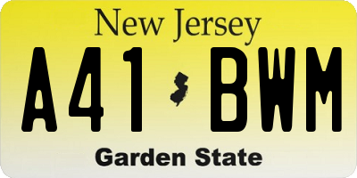 NJ license plate A41BWM