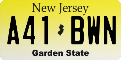 NJ license plate A41BWN