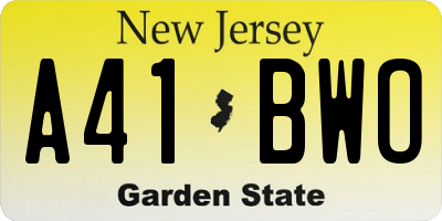 NJ license plate A41BWO