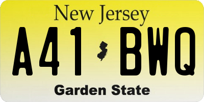NJ license plate A41BWQ