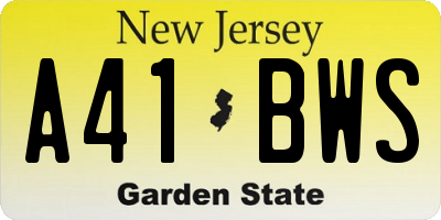 NJ license plate A41BWS