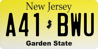 NJ license plate A41BWU