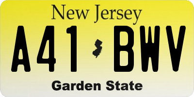 NJ license plate A41BWV