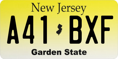 NJ license plate A41BXF