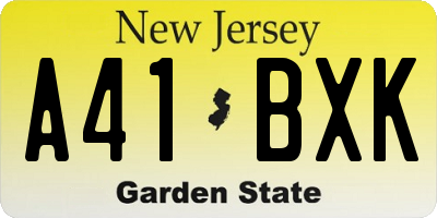 NJ license plate A41BXK