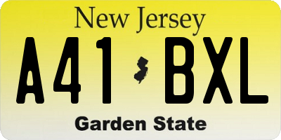 NJ license plate A41BXL