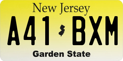 NJ license plate A41BXM
