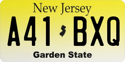 NJ license plate A41BXQ