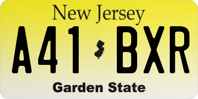 NJ license plate A41BXR