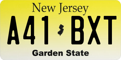 NJ license plate A41BXT