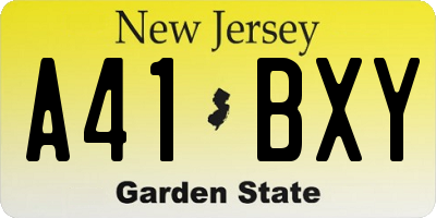 NJ license plate A41BXY