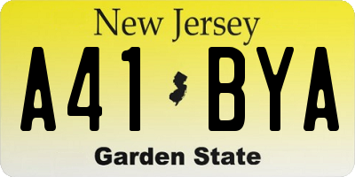 NJ license plate A41BYA
