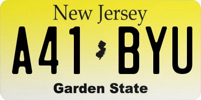 NJ license plate A41BYU