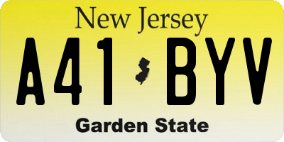 NJ license plate A41BYV