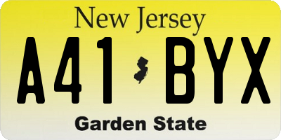 NJ license plate A41BYX