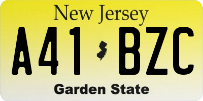 NJ license plate A41BZC