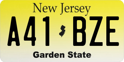 NJ license plate A41BZE