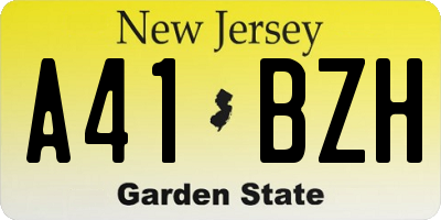 NJ license plate A41BZH