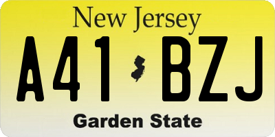 NJ license plate A41BZJ