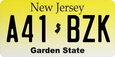 NJ license plate A41BZK
