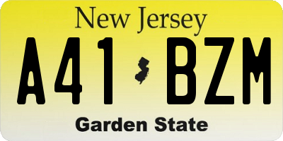 NJ license plate A41BZM
