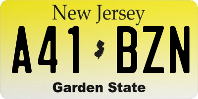 NJ license plate A41BZN