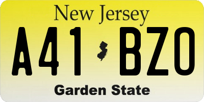 NJ license plate A41BZO