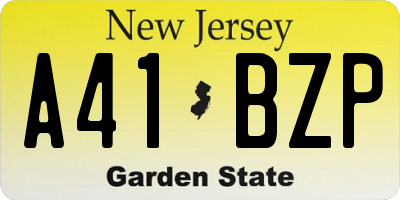 NJ license plate A41BZP