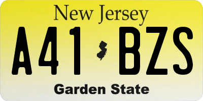 NJ license plate A41BZS
