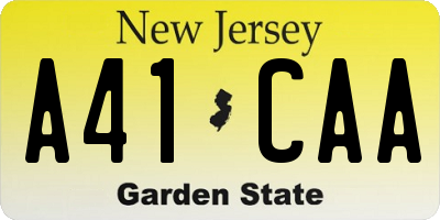 NJ license plate A41CAA