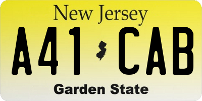 NJ license plate A41CAB