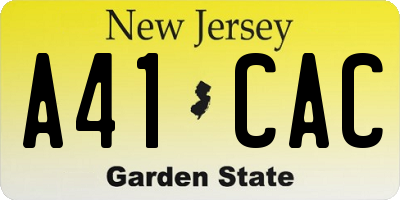 NJ license plate A41CAC