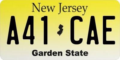 NJ license plate A41CAE