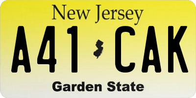 NJ license plate A41CAK