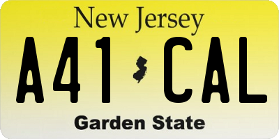 NJ license plate A41CAL
