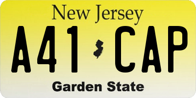 NJ license plate A41CAP