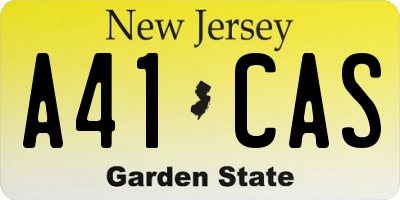 NJ license plate A41CAS