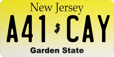 NJ license plate A41CAY