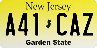 NJ license plate A41CAZ