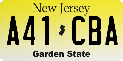 NJ license plate A41CBA