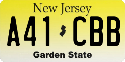 NJ license plate A41CBB