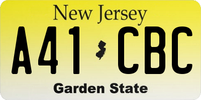 NJ license plate A41CBC
