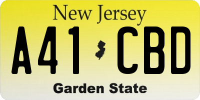 NJ license plate A41CBD