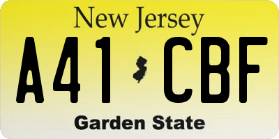 NJ license plate A41CBF
