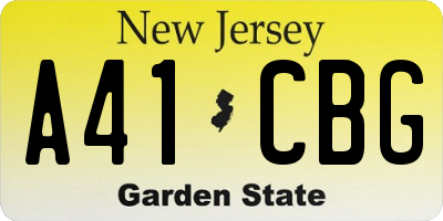 NJ license plate A41CBG