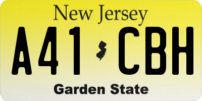 NJ license plate A41CBH