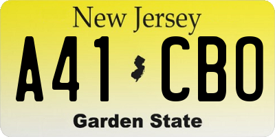 NJ license plate A41CBO