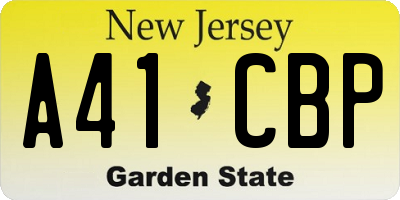 NJ license plate A41CBP