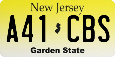 NJ license plate A41CBS