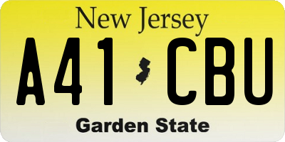 NJ license plate A41CBU